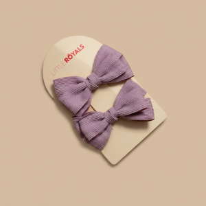 Dusty Lilac Corduroy Bow Slide Clip