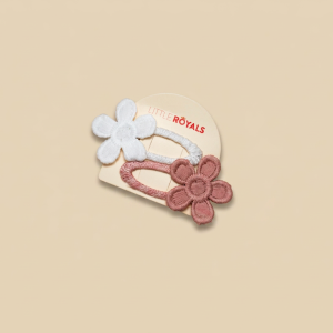 Daisy Floral Clips – Snow & Blush