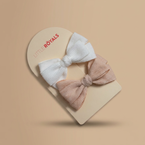 Ivory & Oatmeal Corduroy Bow Slide Clips