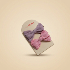 Blush & Lilac Corduroy Bow Clips