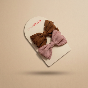 Mocha & Dusty Lilac Corduroy Bow clip
