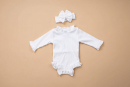 The Sienna Ruffle Cotton Bodysuit Set - White