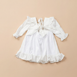 The Isla Bow Linen Dress - Long Sleeves