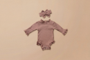 The Sienna Ruffle Cotton Bodysuit Set - Chocolate